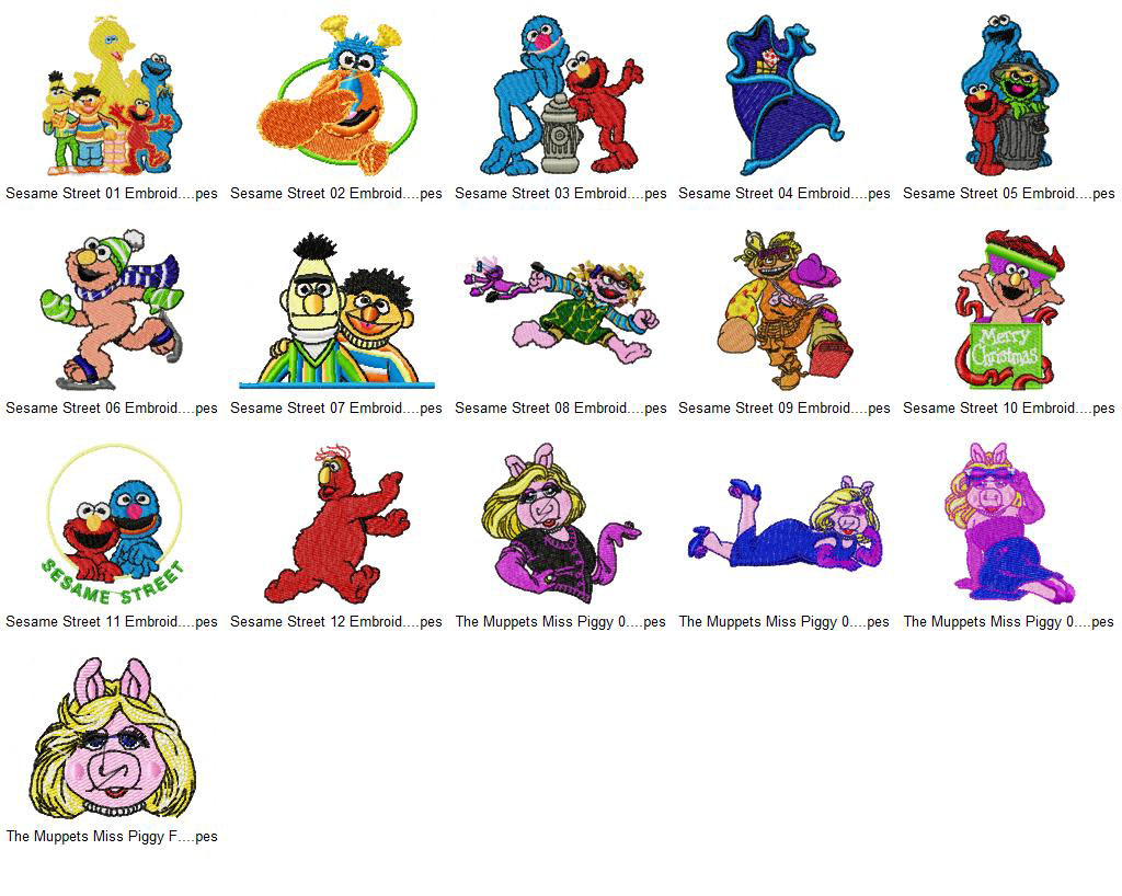 16 Sesame Street Embroidery Designs Collection 01